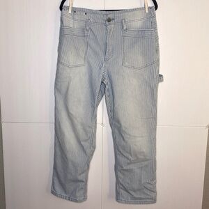 Anthropologie Pilcro Blue White Striped Pants Size 30P High Rise Straight